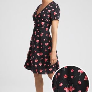 Black and Pink Floral Fit and Flare